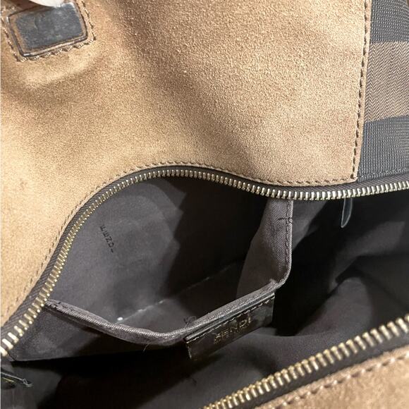 Fendi Foresta Boston Pequin Striped Suede & Leather Box Tote Satchel Bag - Picture 13 of 16